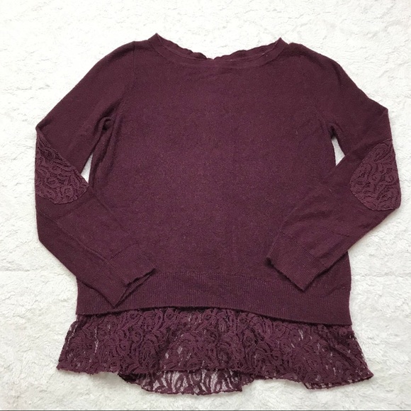 Anthropologie Angel Of The North Plum Lace Sweater - Picture 2 of 10